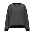 thumbnail image 6 of Full Zip Bomber Jackets with Pockets Womens Textured Trendy Casual Zipper Coat Fall Spring Hoodless Outerwear (XL, Dark Gray), 6 of 7