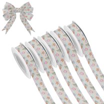 5 Rolls Christmas Ribbon 1.5 inch Wide Decorative Ribbon for Gift Wrapping and Holiday Decorations Pastel Christmas-themed