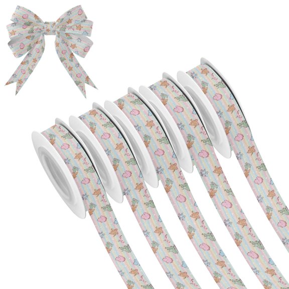 5 Rolls Christmas Ribbon 1.5 inch Wide Decorative Ribbon for Gift Wrapping and Holiday Decorations Pastel Christmas-themed