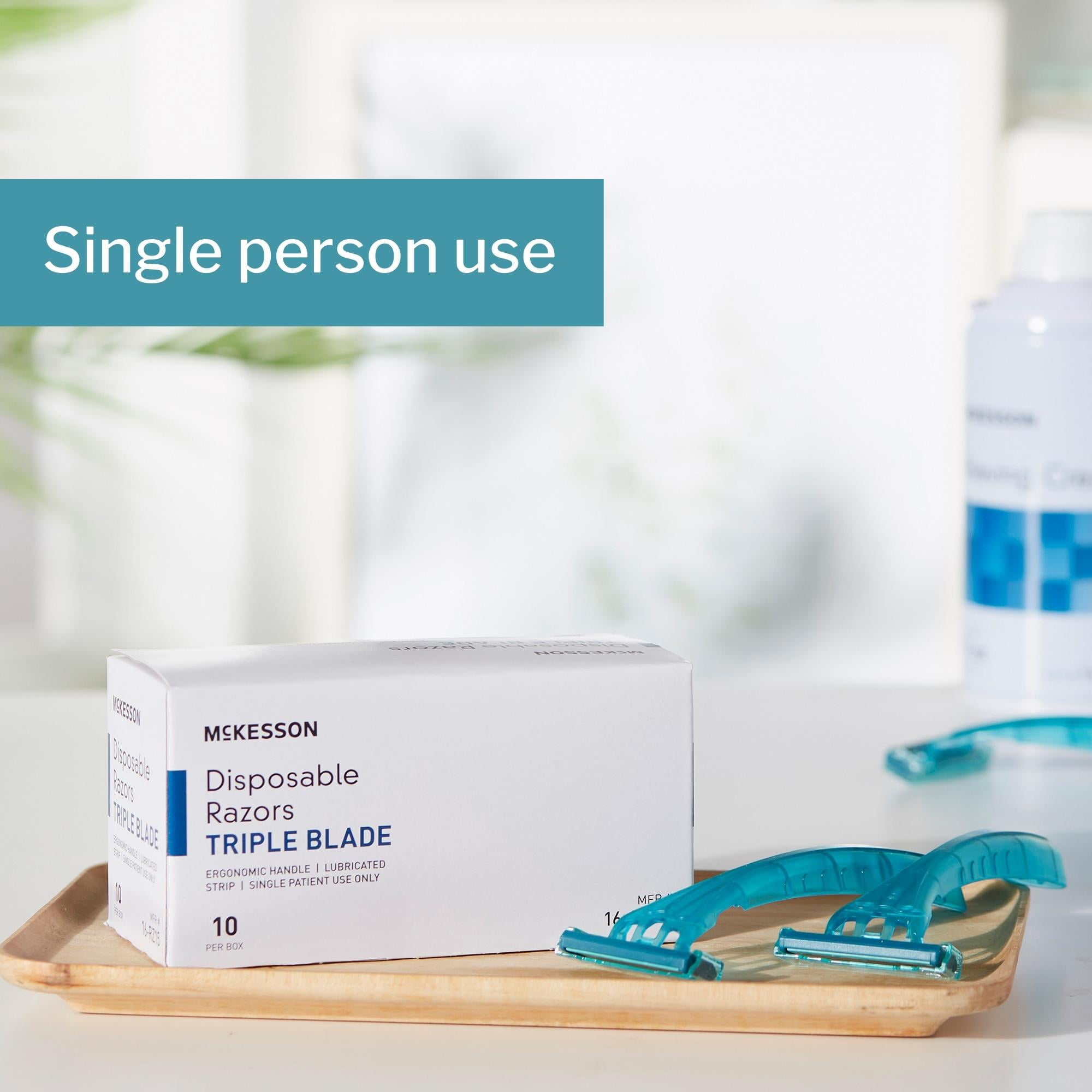 McKesson Disposable Razors - Triple Blade, Pivoting Head for Men or Women, 10 Count, 50 Packs, 500 Total