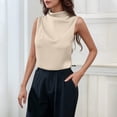 thumbnail image 2 of Womens Tank Tops- Womens Mock Neck Satin Tank Tops Business Casual Work Ruched Blouses Summer Corporate Outfits, 2 of 9