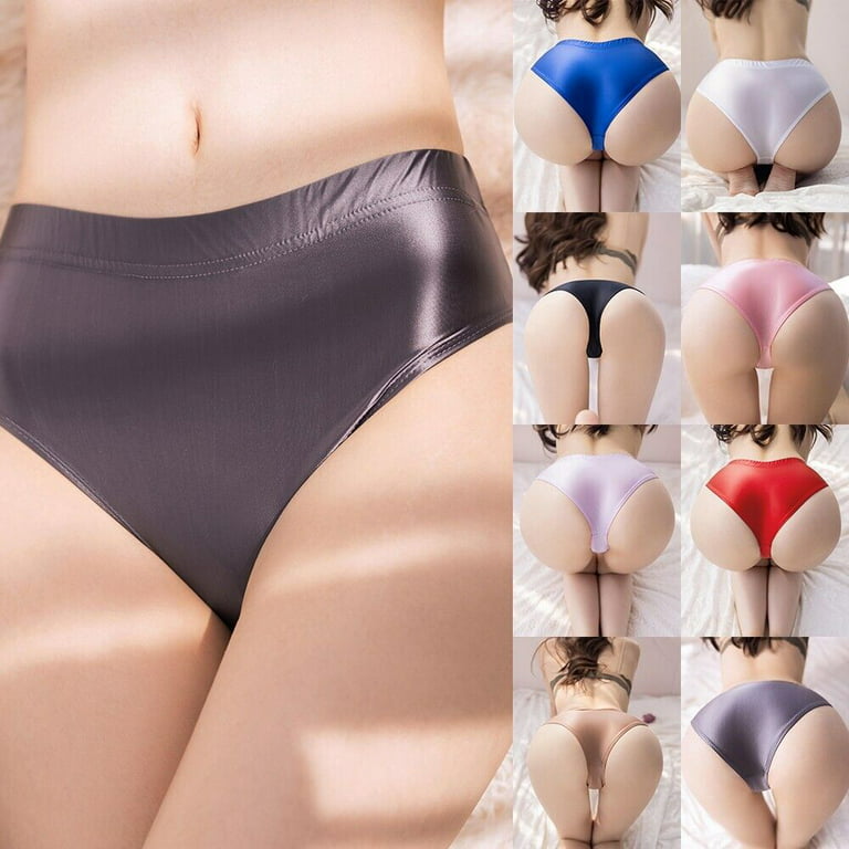 Women Sexy See-through Stretchy Underwear Oil Shiny Glossy Panties Boxer  Shorts