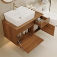 thumbnail image 6 of 32" Multi-layer Solid Wood Compact Freestanding Cabinet, Bathroom Storage Unit with Soft Close Drawer, Modern Small Bathroom Vanity with Ceramic Sink for Bathroom Organization, White+Walnut, 6 of 9