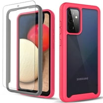 Samsung Galaxy A32 5G Case, Transparent Drop Proof Cover with [Tempered Glass Screen Protector] (Pink)