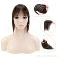 thumbnail image 3 of MY-LADY 100% Remy Human Hair Women Topper Hair Toppers Silk Base Hair Pieces Clip In Hair Topper with 3D Air Bangs 17 Colors 10inch #02 Dark Brown, 3 of 8
