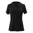 thumbnail image 4 of Womens Summer Outfits V Neck Short Sleeve Comfortable Pure Color Basic Beach Vacation Clothes For Women,Black,L, 4 of 5