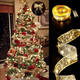 thumbnail image 2 of Cadena de luces LED con cinta navideña, adornos navideños, decoración para árbol de Navidad, colgante, regalo, cinta de doble capa bronceada, 2 of 5