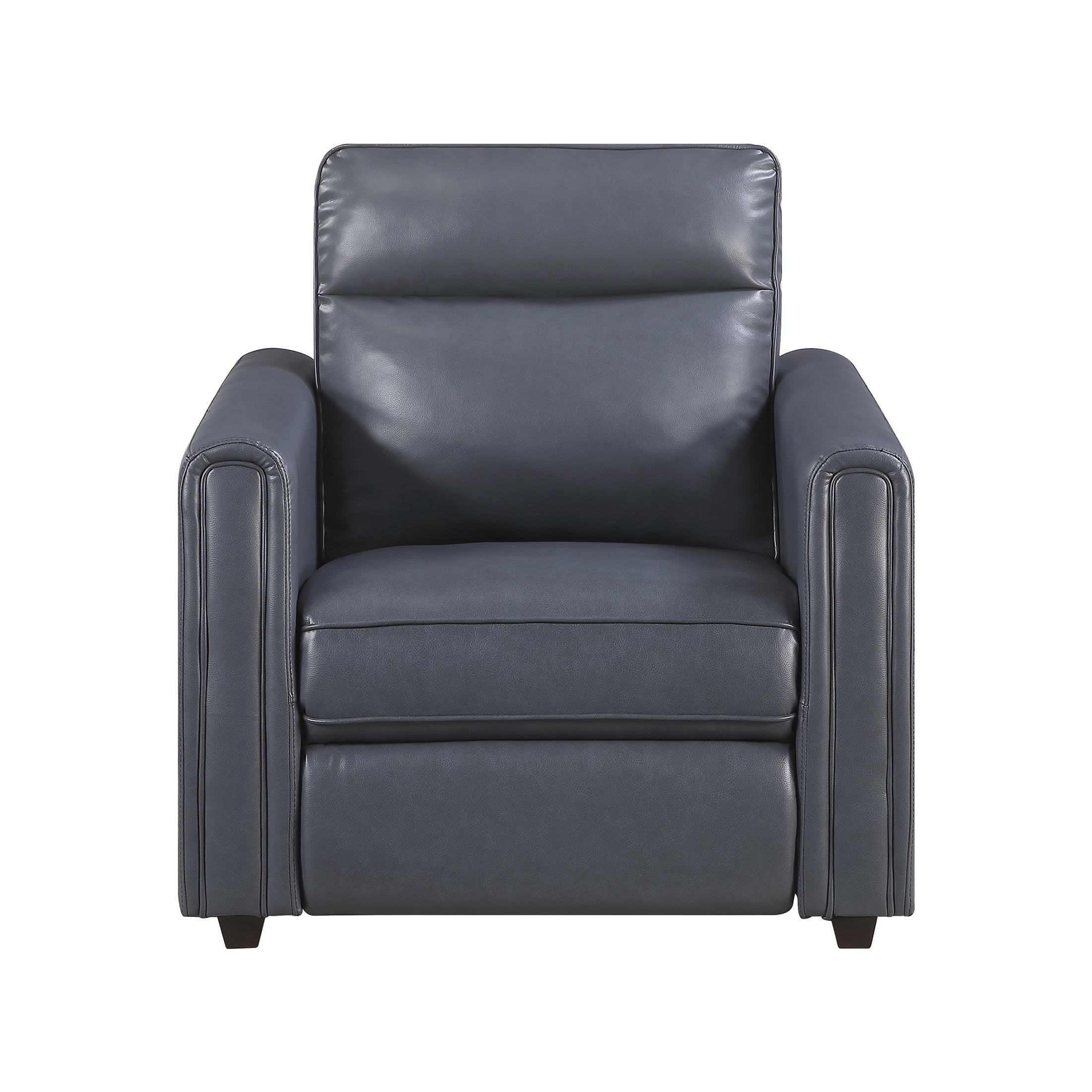OakvillePark Ardena Faux Leather Power Reclining Chair with Rounded Track Arms, Zero Wall Recliner, Navy