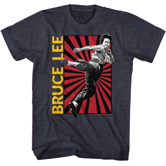 Bruce Lee T-Shirt pour Adulte Bleu Marine Chiné Kick 3TG