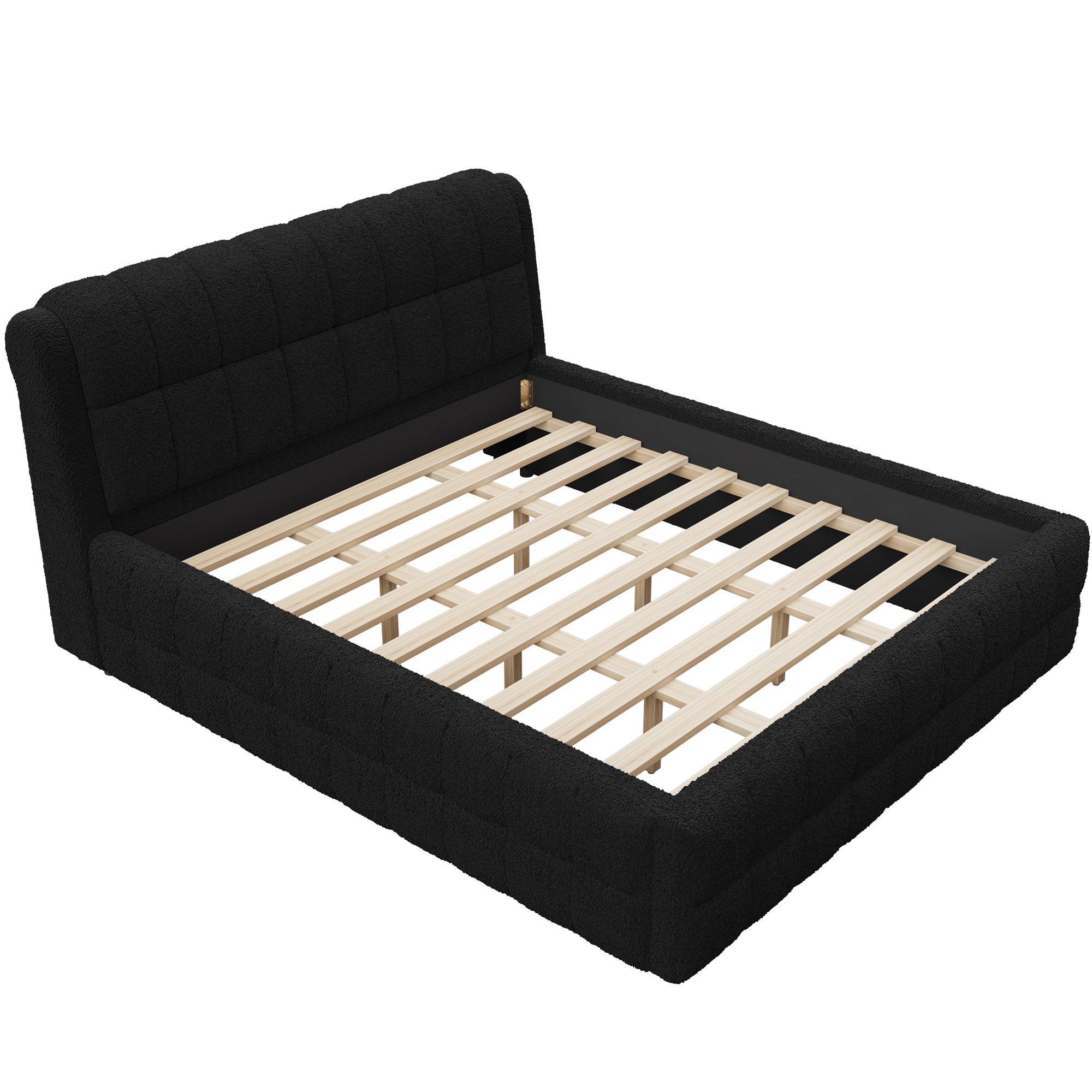 Euroco Upholstered California King Size Platform Bed for Living Room Bedroom, Black