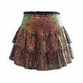 thumbnail image 5 of BRDFRL Womens Sequin Mini Skirt with Shorts Layered Ruffle High Waist Flowy Sparkly Glitter Skirt Gold XL, 5 of 6