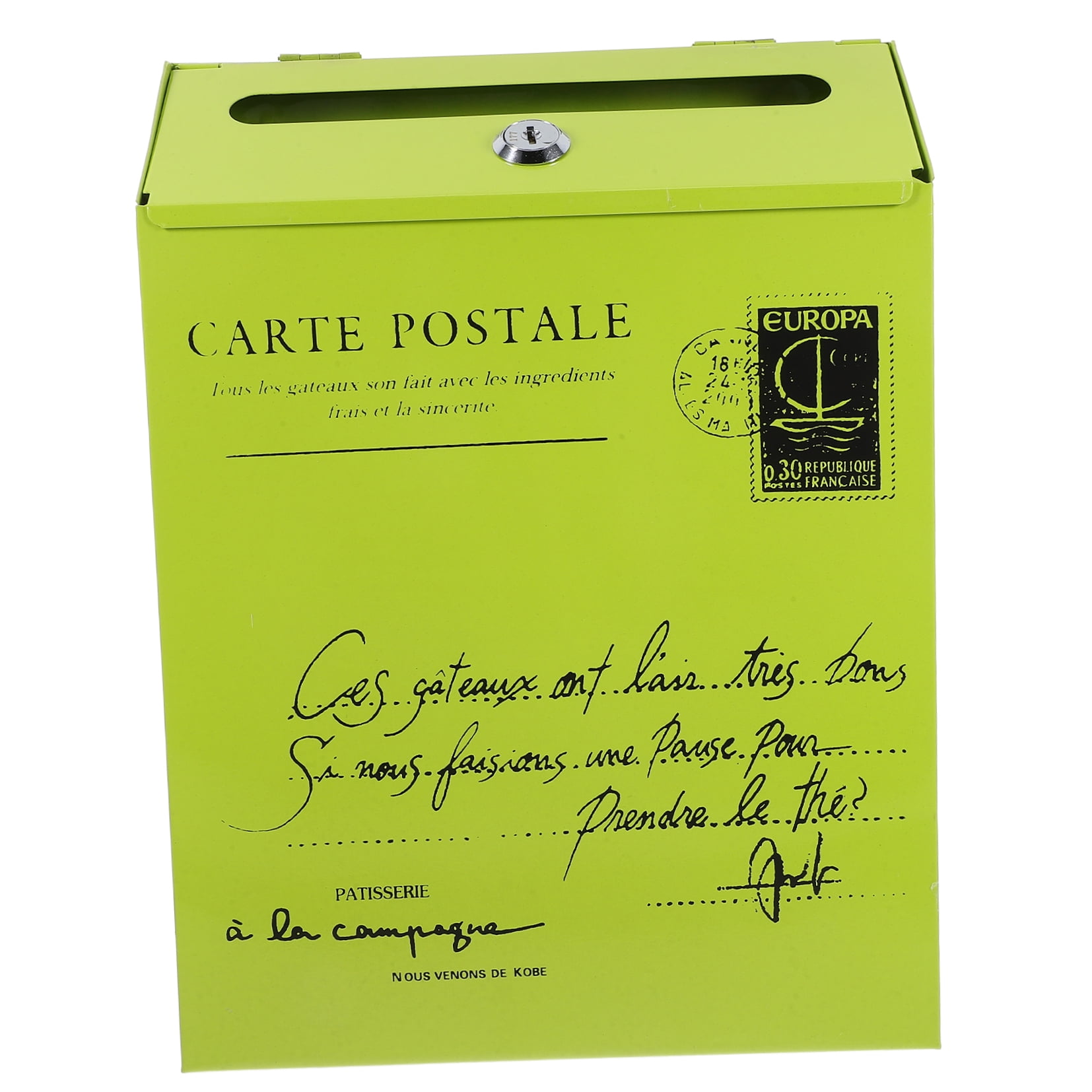 Raindrops With Lock Retro Vintage Mailbox Green 1Pack