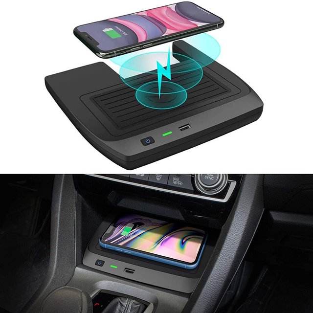 Cargador Automático Almohadilla de cargador de coche de 15W, accesorios para automóviles, antideslizante rápido para Honda Civic 2016-2021
