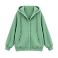 thumbnail image 6 of Otntypg Snap Button Down Hoodies for Women Trendy Fall Long Sleeve Drawstring Hooded Pullover Sweatshirts Loose Lightweight Casual Basic Solid Color Cardigan Hoodie Jacket with Pockets, 6 of 7