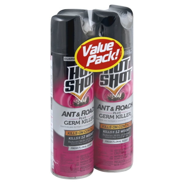 Hot Shot Fresh Floral Scent Ant & Roach Plus Germ Killer Value Pack, 17.5 Oz., 2 Count