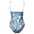 thumbnail image 3 of Gibobby Batas de baño mujeres spa Traje de baño con estampado de flores y cuello en V para mujer Conjuntos de bikini con falda y delantal(Morado,XL), 3 of 4