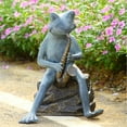 thumbnail image 2 of Frog Bluesman Garden Sculpture Built-In Bluetooth Speaker, 2 of 2
