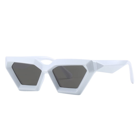 Fashion sunglasses, thick cat eye frame, PC, HD material, White