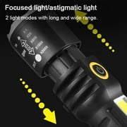 Gecheer Rechargeable Flashlight High Brightness Dual Light Source Adjustable Focus Portable USB Telescopic Lamp for Night Camping Fishing