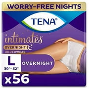 TENA Intimates Incontinence Underwear for Women, Overnight, Size Large, 56 Count (4 Packs of 14)