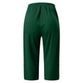 thumbnail image 7 of NinXxx Women's Elastic Waist Pure Color Blend Cropped Trousers Everyday Dark Green S, 7 of 7