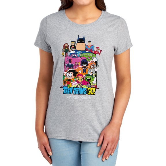 Teen Titans Go to The Movies Hollywood Women's T Shirt, Athletic Heather, Small