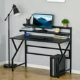 thumbnail image 2 of HOMCOM Modern Computer Desk, 47" Writing Desk with Elevate Shelves for Home Office, Black, 2 of 10