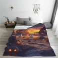 thumbnail image 6 of Throw Blanket for Couch Sofa and Bed, Halloween Farm Pumpkin Ghost A Super Soft Plush Throw Blanket, Fuzzy Cuteness Comfy Warm Washable Flannel Blanket & Throws for All Season, 6 of 7
