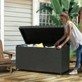 thumbnail image 4 of Uforic 230 Gallon Large Wicker Deck Box,Waterproof Outdoor Toy Storage Boxes - Black, 4 of 9