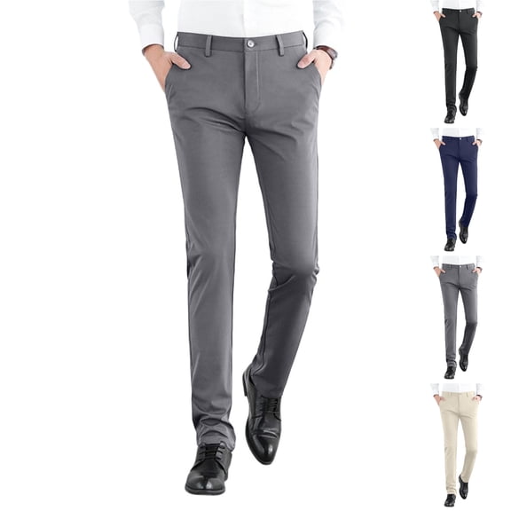 LODIENY Stretch Golf Pants for Men Lightweight Performance Straight Leg Slim Fit Chino Pants with Pockets and Belt Loops Black 29