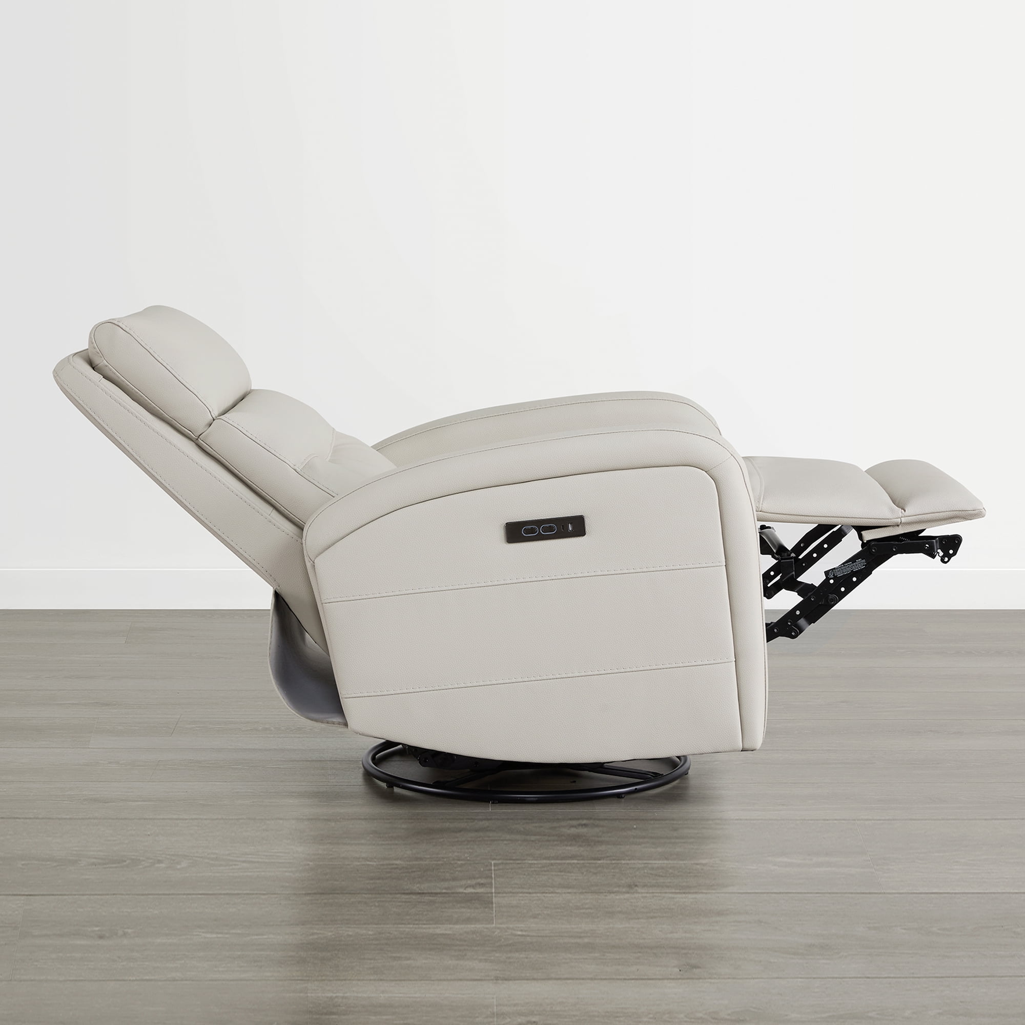 CHITA Power Glider Recliner Chair, 270° Swivel Recliner with Power Headrest for Nursery, Faux Leather in Cream