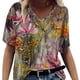 thumbnail image 2 of Camiseta de mujer con estampado floral, manga corta, cuello en V, blusa de playa, caqui, XXL Methold AP002484-05, 2 of 4