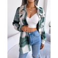 thumbnail image 4 of LinYooLi Women's Plaid Shacket Jacket Casual Button Down Wool Blend Shirt Jacket with Belt, 4 of 5