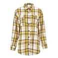 thumbnail image 6 of BYHONG Long Sleeve Shirts for Women Autumn Button Down Plaid Shirts Yellow XXL, 6 of 9