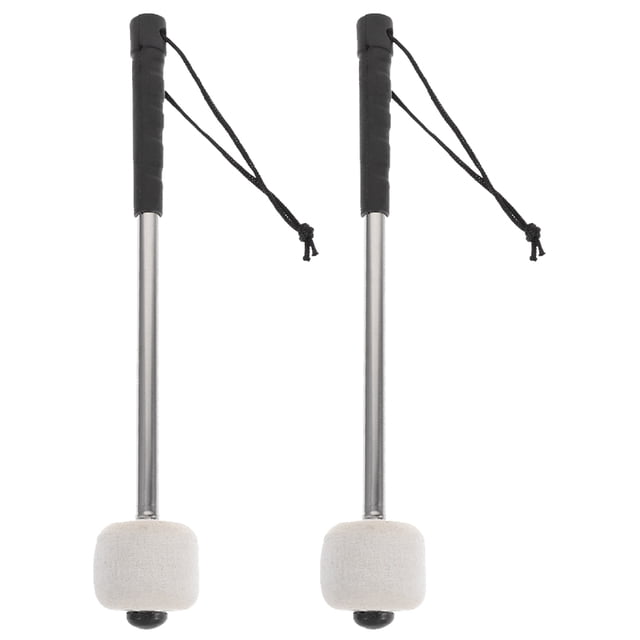 2pcs Felt Bass Drum Mallets Wool Felt Mallets Sticks with Stainless Steel Handle Instrument Percussion Mallets