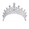 thumbnail image 1 of Tiara de boda, tiara nupcial, diadema de cristal, pedrería, corona con peine para boda, desfile de princesas, corona de plata Rojo Verde, 1 of 5