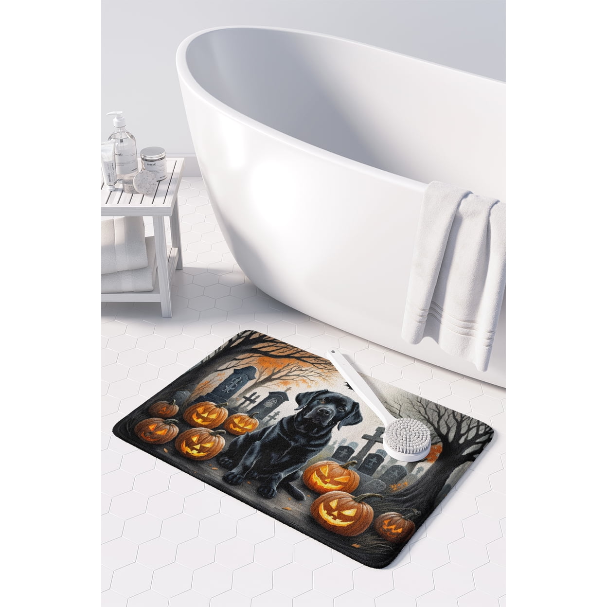 Carolines Treasures DAC2016RUG 19 x 27 in. Unisex Black Labrador Retriever Spooky Halloween Memory Foam Kitchen Mat