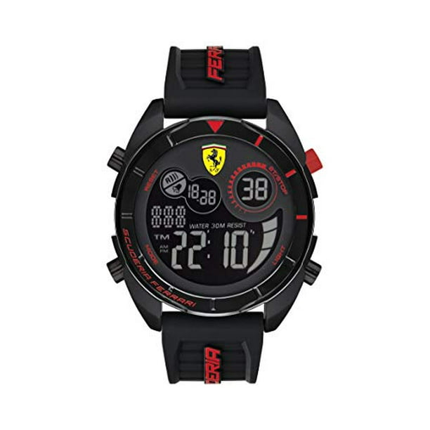 Ferrari Men's Forza Quartz Watch with Silicone Strap, Black, 22 (Model:  0830743)