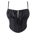 thumbnail image 2 of WRKEKC Tank Top for Women Faux Leather Solid Color Steel Bone Front Buckle Back Lace Bustier Slim Fit Party Tank, 2 of 9