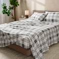 thumbnail image 3 of Bare Home Luxury 100% Cotton Flannel King Sheet Set, Deep Pocket, 4-Piece, Quarry Plaid, 3 of 10