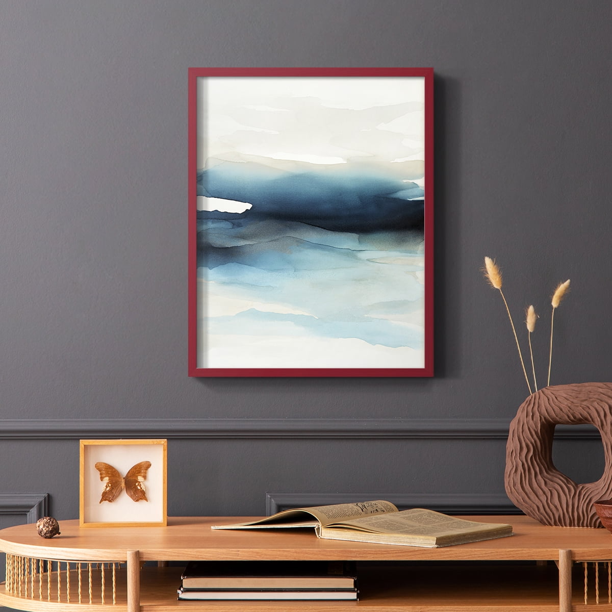 Waves II Framed Print in Red Solid Wood 11 x 14 Framed Print