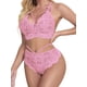 thumbnail image 4 of VISgogo Conjunto de lencería de mujer de 2 piezas, sujetador push-up transparente de ganchillo + panty de tiras de cintura media para novia, esposa, 4 colores VISgogo  moda, 4 of 6