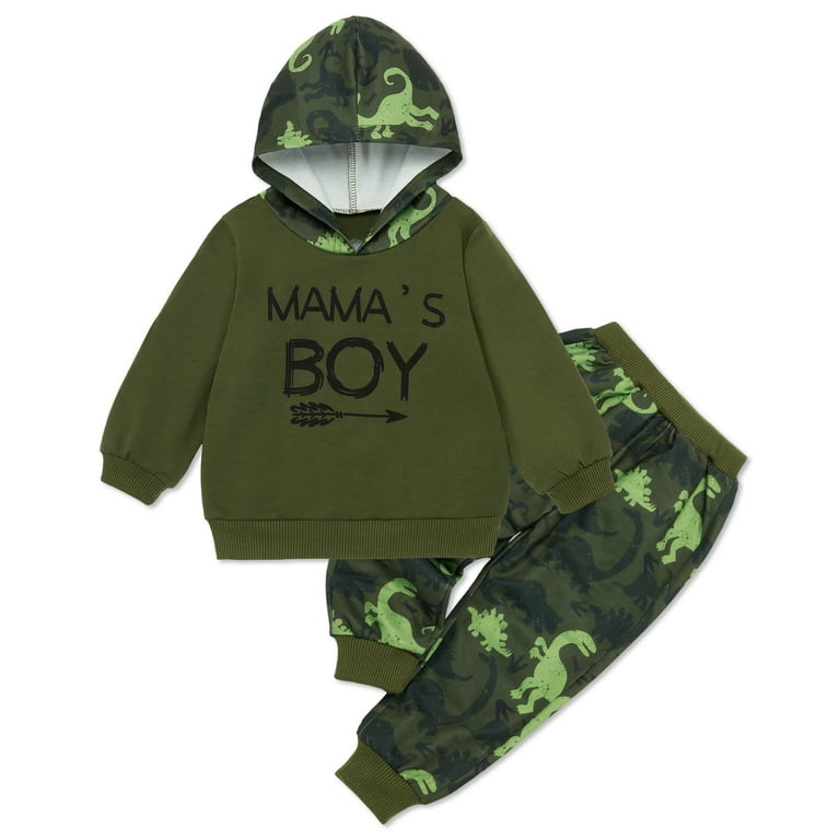 Clearance 0 4T Toddler Baby Boys Camo Dinosaur Pullover Hoodie and Pants Outfit Set Walmart