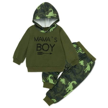 

SYNPOS Toddler Infant Baby Boys Dinosaur Long Sleeve Hoodie Tops Sweatsuit Pants Outfit Set 6-12 Months