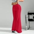 thumbnail image 5 of GZWYHT Palazzo Pants Sweatpants Women Flare Wide Leg Sweatpants Women Drawstring High Waisted Cotton Joggers Casual Flowy Yoga Pants With Pockets Yoga Pants Flare Pants Red XXL, 5 of 8