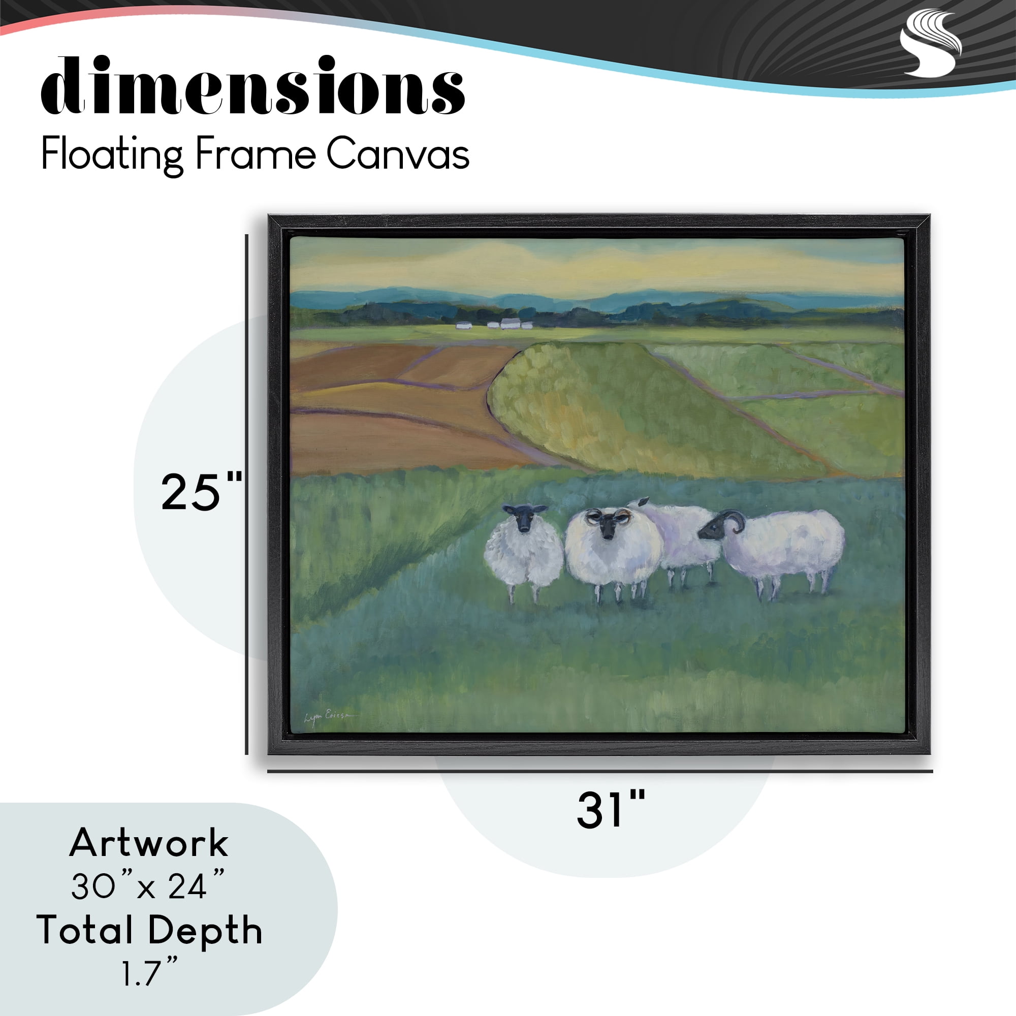 Stupell Industries Sheep Herd Meetup Black Framed Floater Canvas Wall Art, design by Lynn Ericson Fine Art