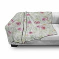 thumbnail image 3 of Watercolor Flower Soft Flannel Fleece Blanket, Soft Colored Roses Vintage Old Style Retro Painting Spring Garden, Cozy Plush for Indoor and Outdoor Use, 60" x 80", White Pink Green, by Ambesonne, 3 of 6