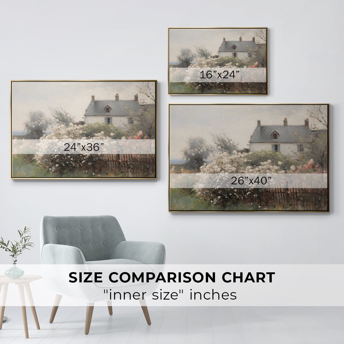 Vintage Landscape-XIV By Wexford Home Framed in Gold Wood Gallery Wrapped Canvas 25 in. x 37 in.
