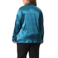 thumbnail image 3 of Agnes Orinda Women's Plus Size Long Sleeve  Work Office Tie Neck Long Sleeves Satin Shirts 3X Peacock Blue, 3 of 6