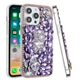 thumbnail image 3 of Designed for Apple iPhone 15 Pro (6.1") Flowers Bling Crystal 3D Full Diamonds Luxury Sparkle Rhinestone Glitter Hybrid Phone Case Cover [Floral Purple], 3 of 3
